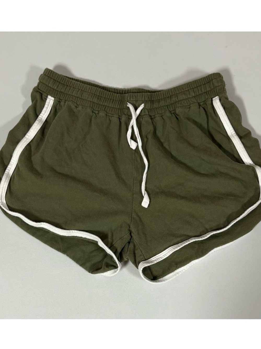 Aeropostale Olive Green White Stripe Drawstring Shorts Bottoms Size XS ✨ #shorts